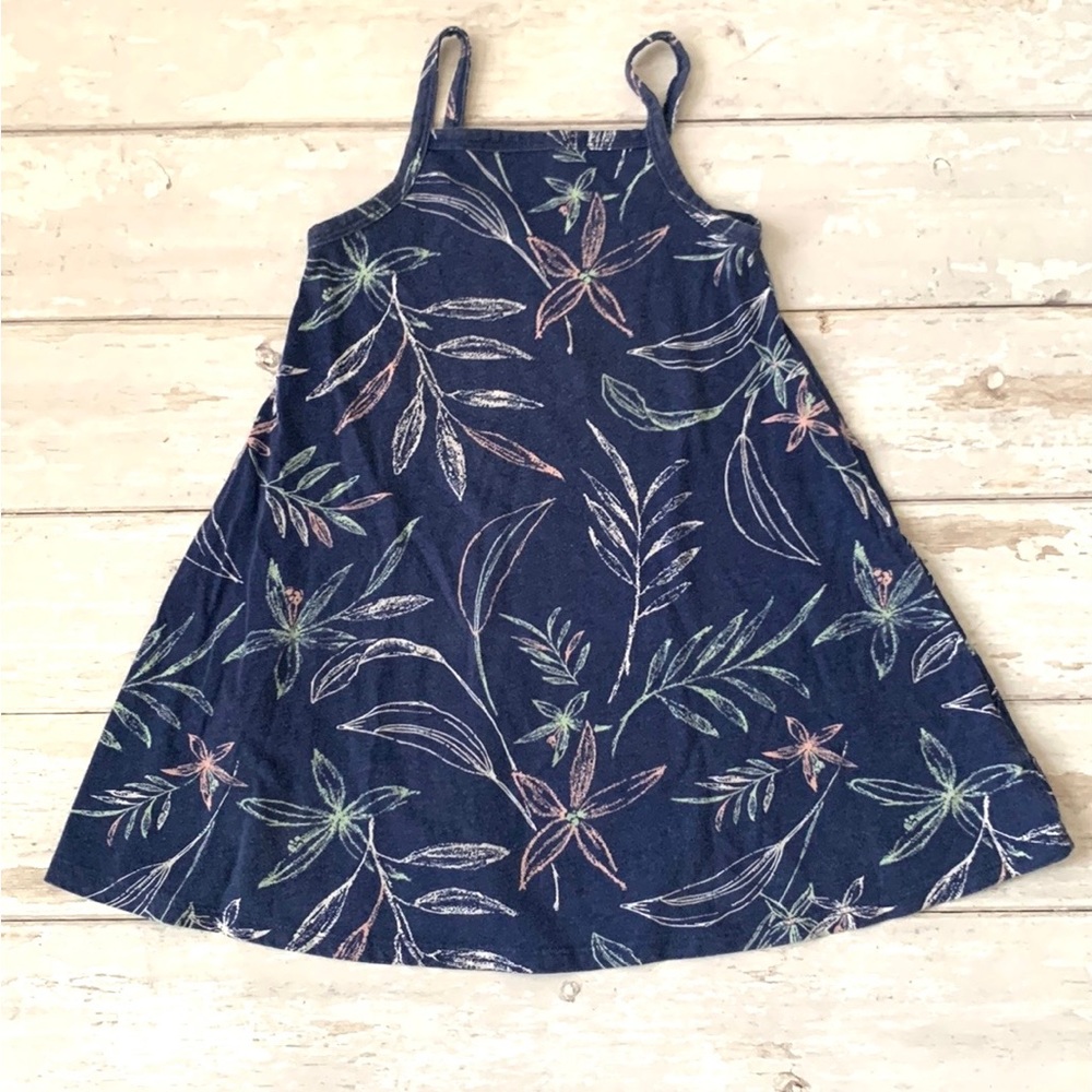 Old Navy 4T Girls Sundress Navy Blue Leaf Print Toddler Summer Sun Dres Size 4